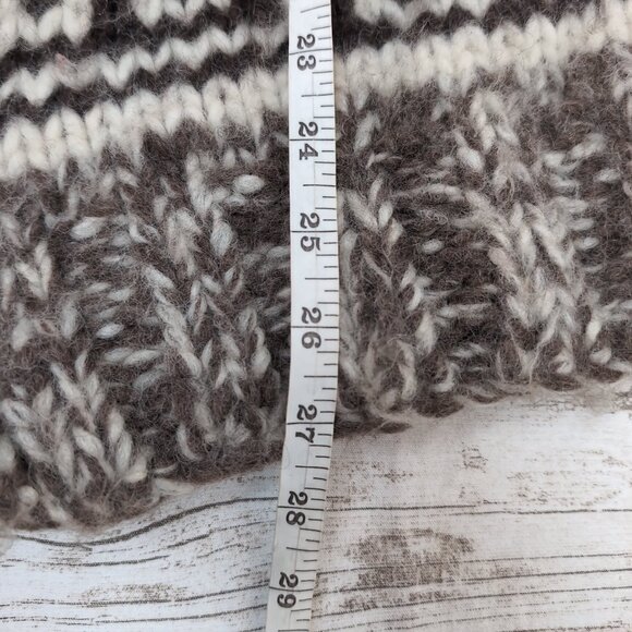 Cowichan-Style Wool Zip Sweater Brown Cream Moose Pattern – Unisex 20" - Picture 6 of 8